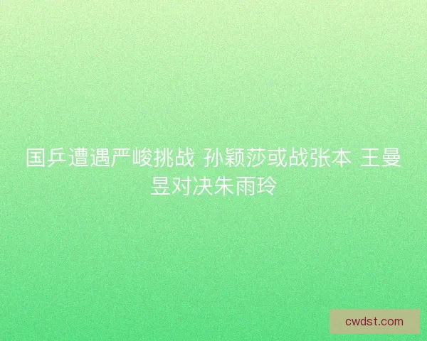 国乒遭遇严峻挑战 孙颖莎或战张本 王曼昱对决朱雨玲